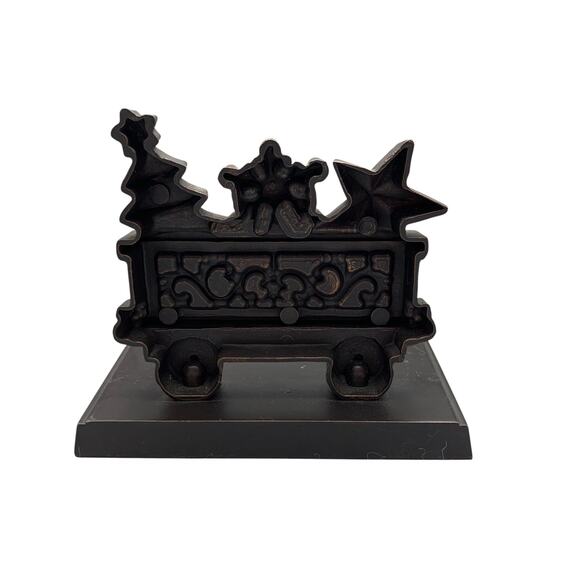 Santa Train Christmas Stocking Holders Hangers Mantle Black Metal Set Of 4 - Picture 5 of 13